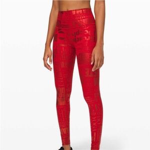 Lululemon Athletica Red Graphic Leggings